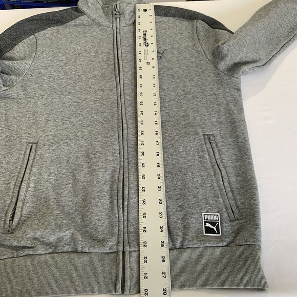 Puma Jacket Men L Track Fleece Heather Gray Blue Colorblock Full Zip Athletic - Picture 7 of 8